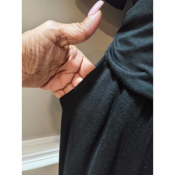 Simier Fariry Women Black Rayon Round Neck Short Sleeve Knee Length Dress Size L - Picture 4 of 11